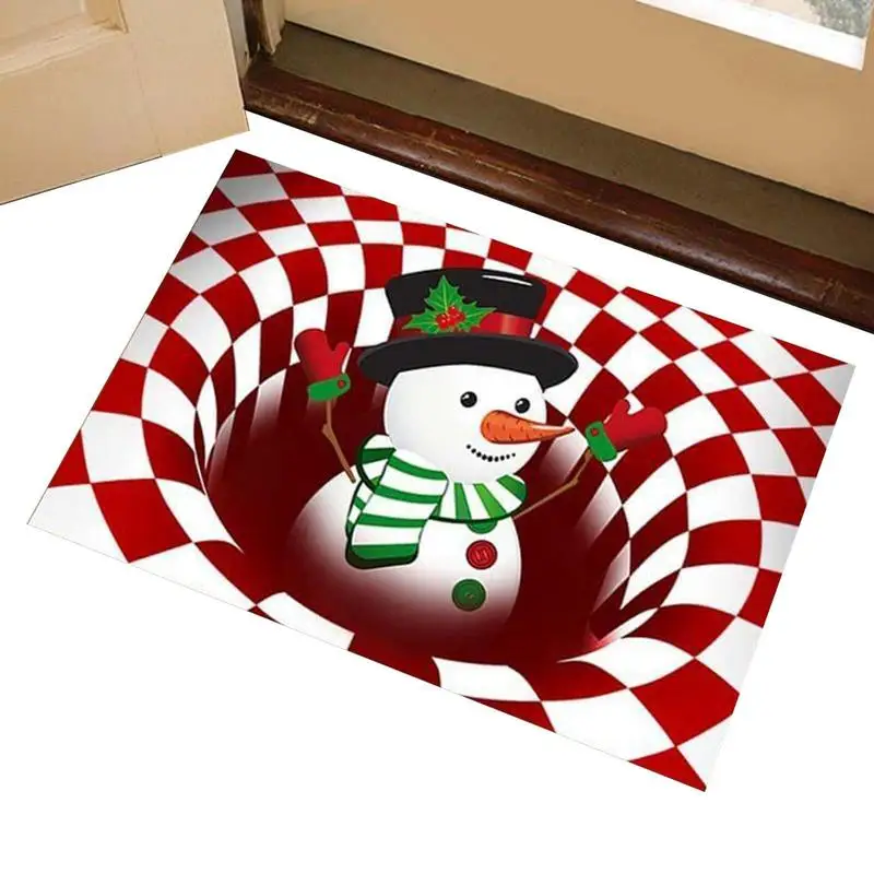 Illusion Doormat Christmas Optical Visual Floor Mat 3D Non-Slip Rug Christmas Carpet Illusion Doormat For Front Door Bedroom