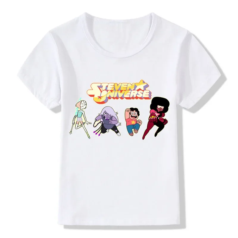 Children Summer Steven Universe Logo Design Funny T-Shirt Kids Baby Cute Cartoon Clothes Boys Girls Fashion Tops Tees,