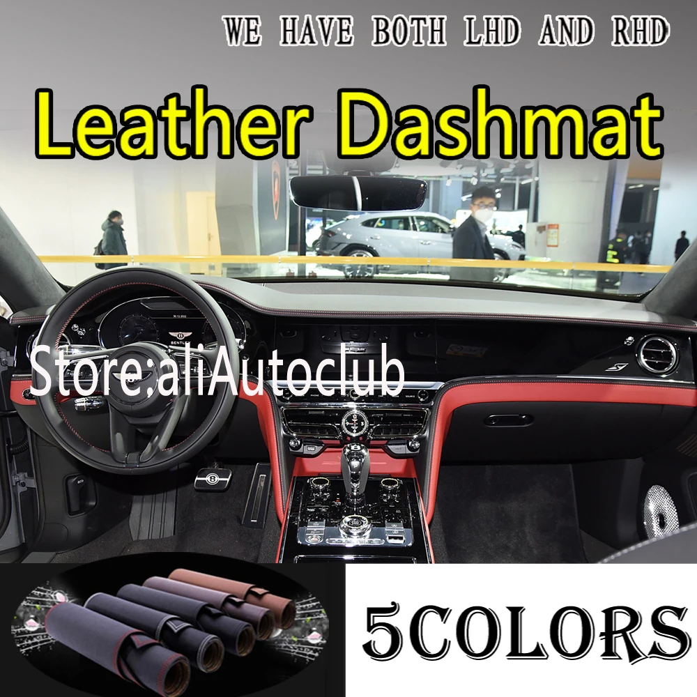 PU Leather Dashmat Suede Dashboard Cover Pad Dash Mat Accessories for Bentley Continental GTC Flying Spur 3TH 4TH GEN 2018 -2025