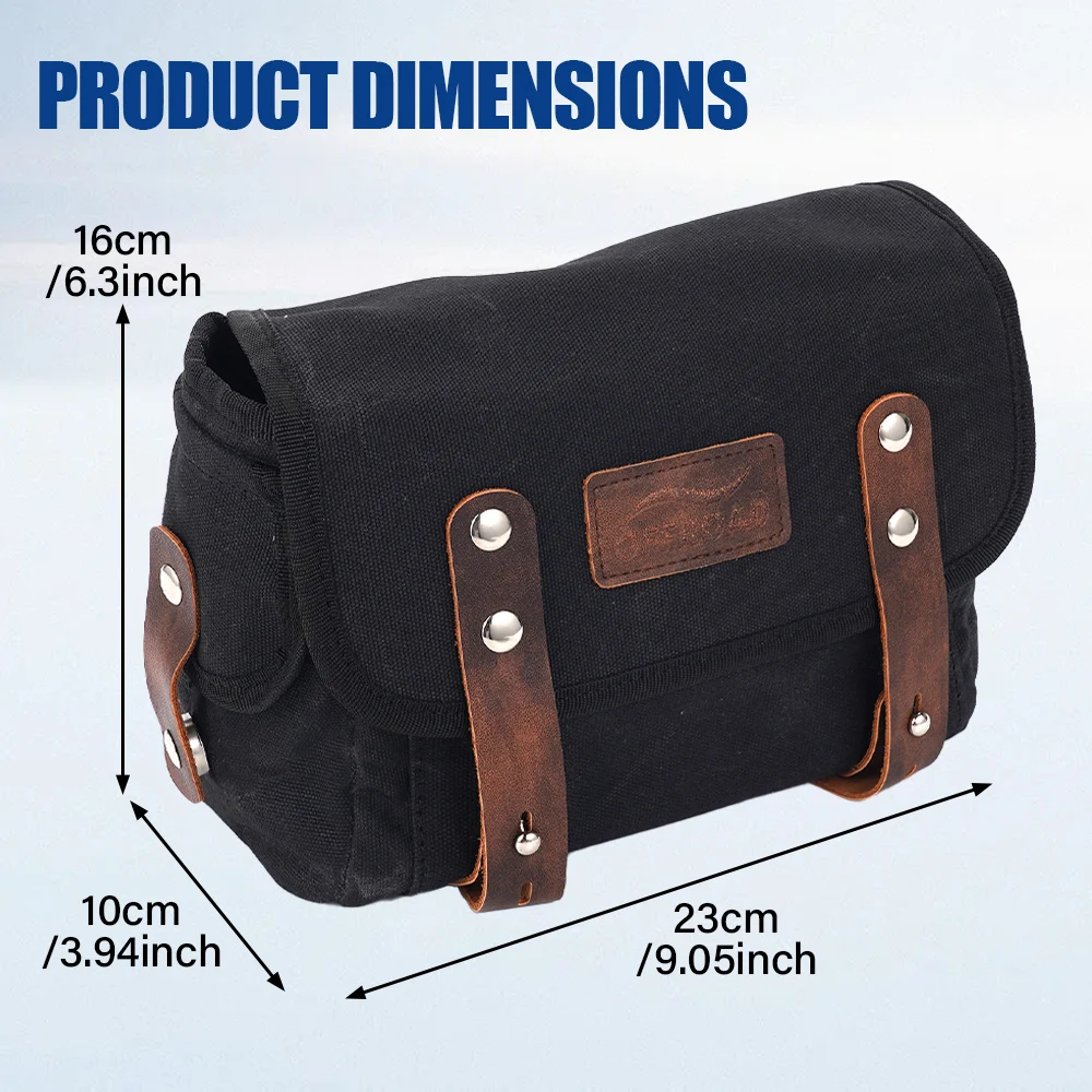 Bolsa de sillín de motocicleta negra, bolsillos laterales universales, bolsa de lona Retro, bolsa de asiento trasero, bolsa trasera de motocicleta, bolsa para bicicleta eléctrica