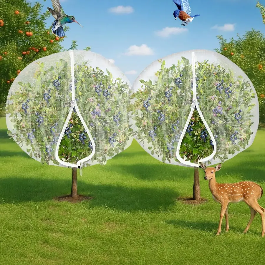 

Large 10x10FT Fruit Tree Netting with Zipper, Drawstring Mesh Bags Covers for Garden Protection Insect Bird Tree Nets for Fruit