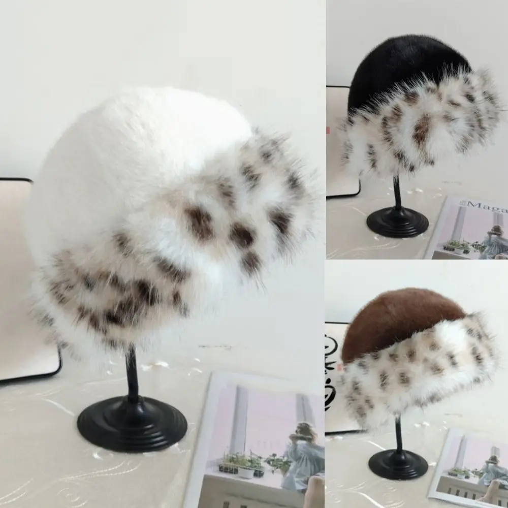 Fashion Fur Fur Cap Windproof Thicken Material Warm Winter Hat Soft Lining Ear Flaps Fisherman Hat Skiing Riding