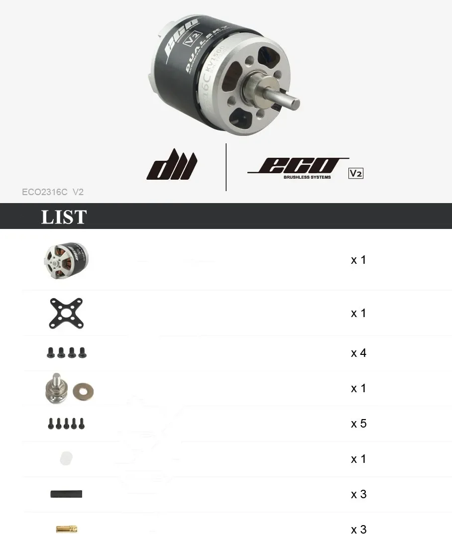 Brand For DUALSKY ECO2316C V2 Series Brushless Motor,ECO2316C Motor Suitable for Small Outdoor Fixed Wings and Indoor F3P Within