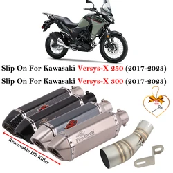 For KAWASAKI VERSYS-X 250 VERSYS-X 300 2017 - 2023 Motorcycle Exhaust Escape Carbon Fiber Middle Link Pipe Muffler DB Killer