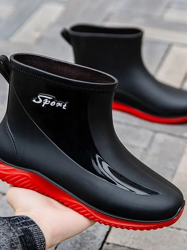 

Low-Top Men's Rain Boots Summer New Short Tube Water Shoes Anti-Slip Kitchen Warm Car Wash Fishing Rain Boots Unisex Waterproof
