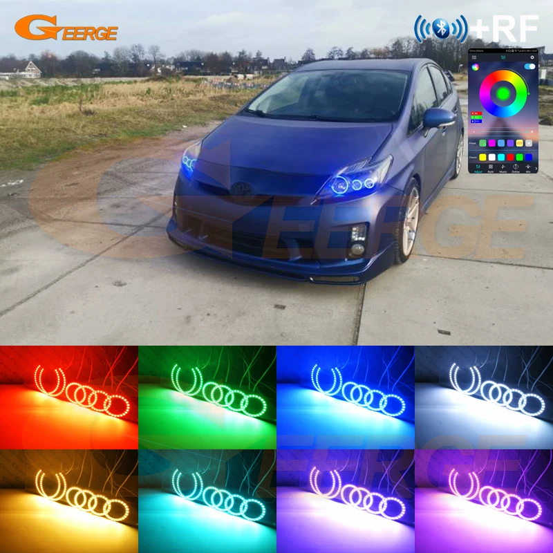 

For Toyota Prius W3 2009 2010 2011 2012 2013 2014 2015 Bluetooth APP Multi-Color Ultra Bright RGB LED Angel Eyes Kit Halo Rings