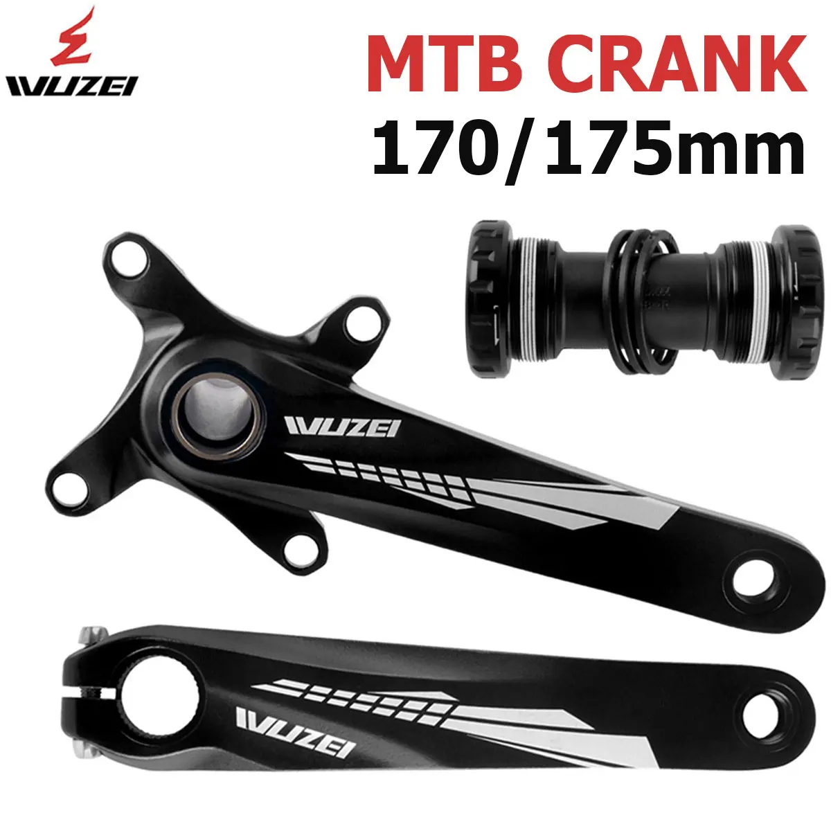 

WUZEI MTB Crankset 170 175mm Mountain Bicycle Sprocket 104BCD Single Chainring Pedivela City Bike 10S 11V 12V Candle Foot