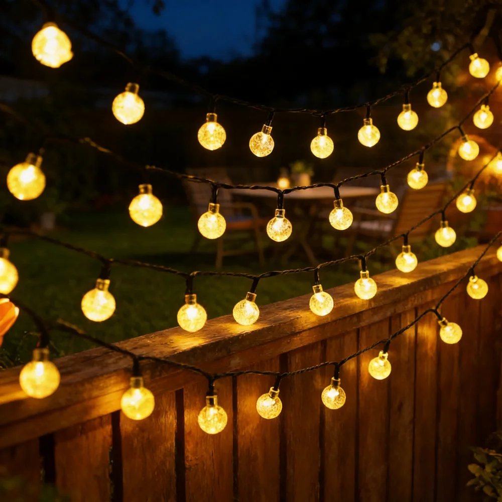 1PC 5/6.5/7/12M Solar Bubble Ball Light String, 8 Lighting Modes, Outdoor Courtyard Party, Wedding, Festival Decoration Lights