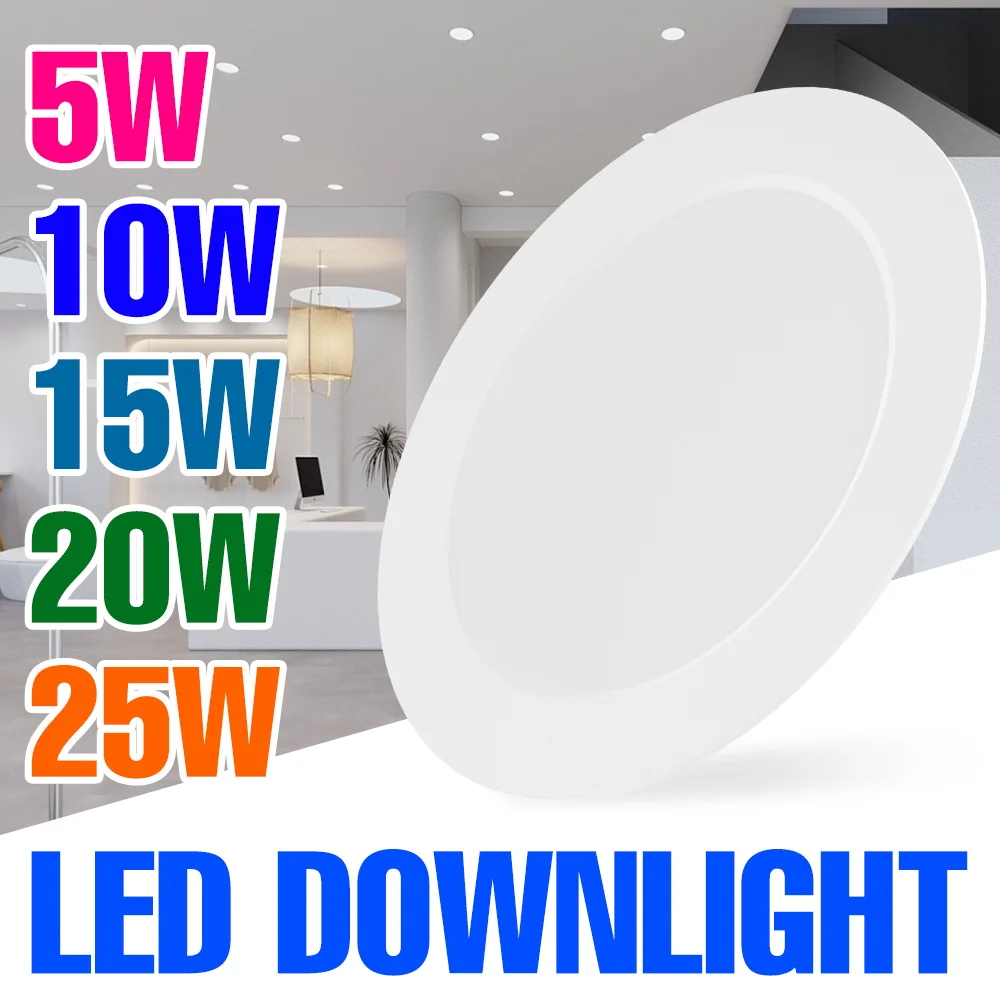 25W LED Downlight Recessed Round Ceiling Lamp Indoor Spotlights Home Living Room Kitchen Lighting Warm/Cold White 5W 10W 15W 20W