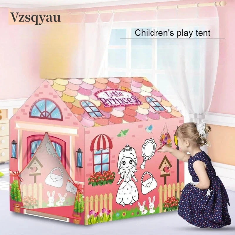 داخلي في الهواء الطلق DIY رسم خربش البيت للأطفال الأنشطة الفنية الإبداعية الأسرة الترابط التخييم الاطفال رسمت باليد خيمة اللعب #1