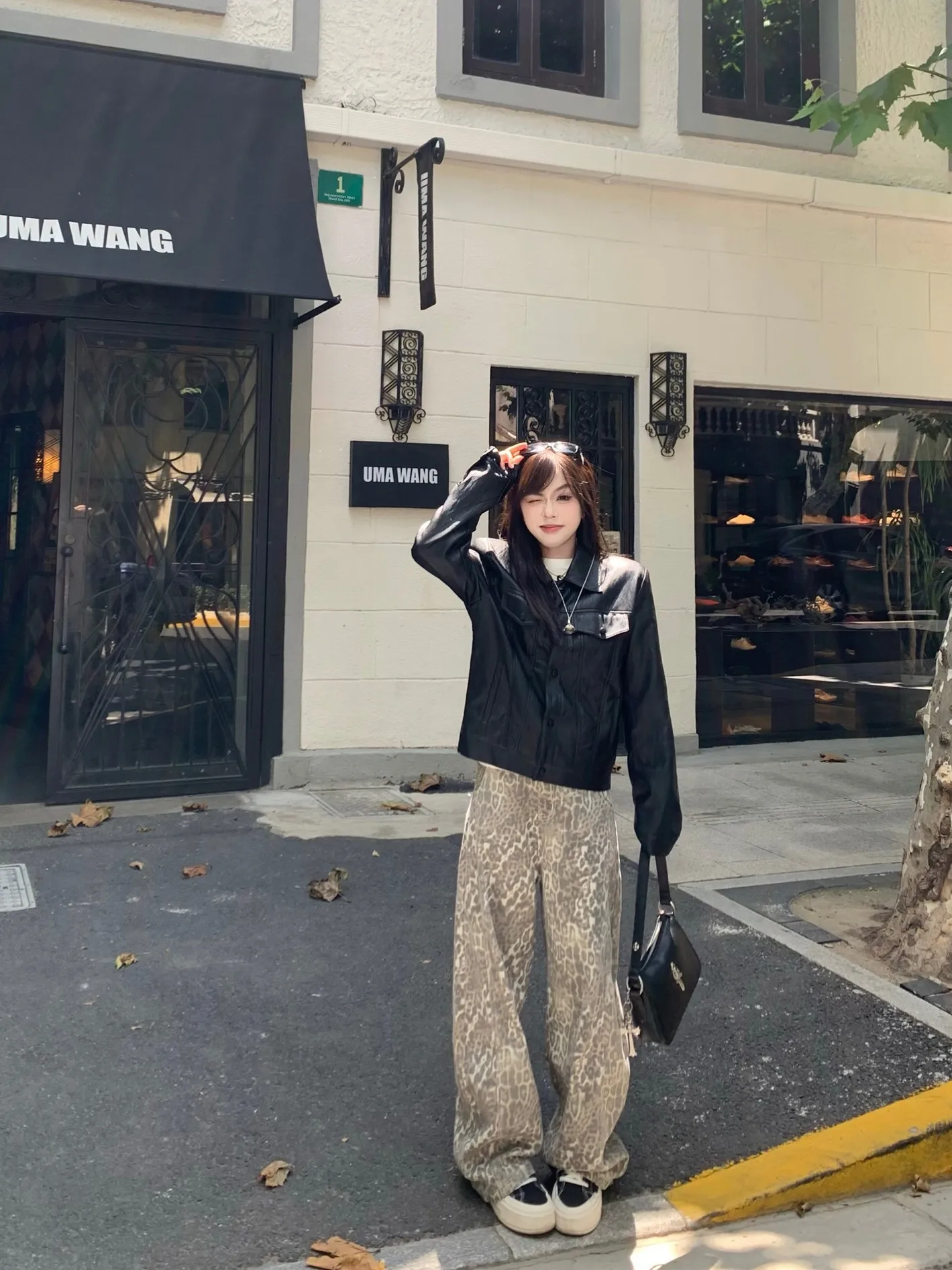 

Sli Американские прямые джинсы с леопардовым принтом, женские свободные узкие широкие брюки, повседневные длинные брюки, удобные джинсы свободного покроя