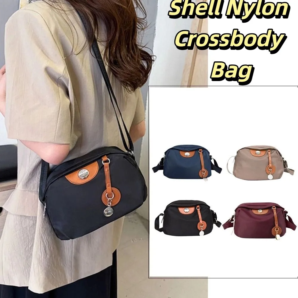 

Portable Shell Nylon Crossbody Bag Casual Waterproof Oxford Cloth Dumpling Bag Large Capacity Solid Color Messenger Shoulder Bag