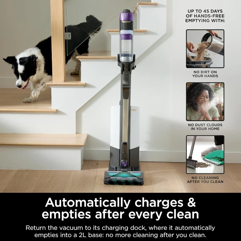 Clean Empty Cordless Stick Vacuum Auto-Empty System,Powerful Suction,HEPA Filtration,Carpet Hard Floor,Portable