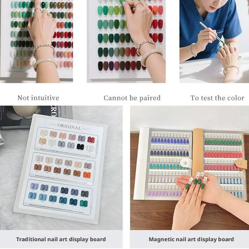 Magnetic Nail Swatches Book No Pattern Removable Nail Color Display Book With Digital Label 120 Color Nail Art Display Booklet