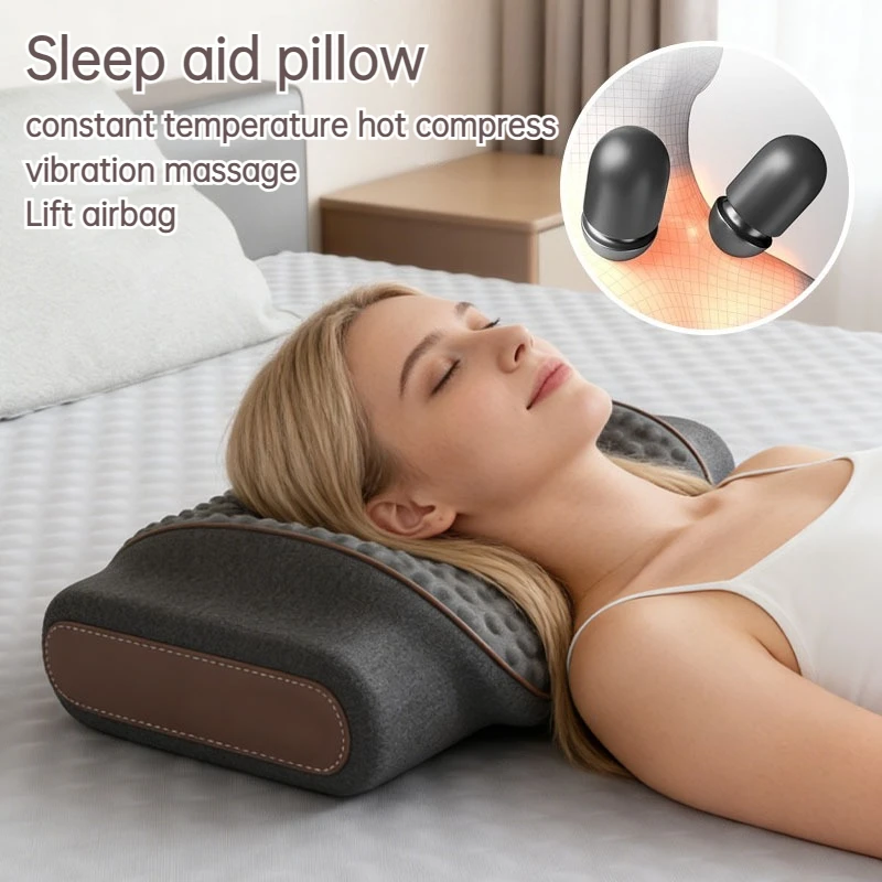 

Neck protection constant temperature hot compress massage pillow, memory cotton airbag adjustment massage sleep aid pillow