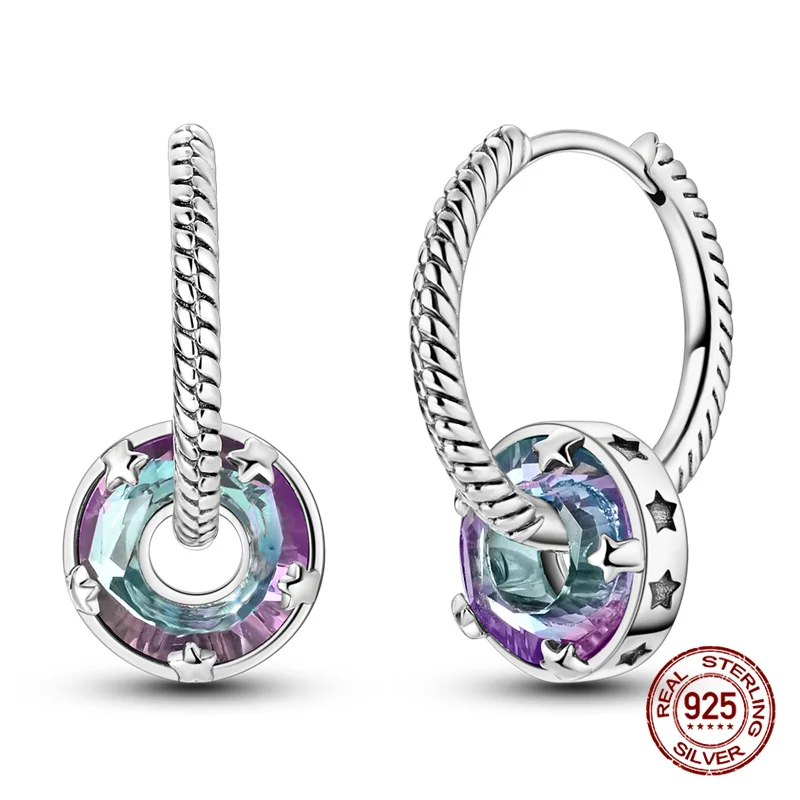 Original 925 Sterling Silver Hoop Earrings, Luxury Design