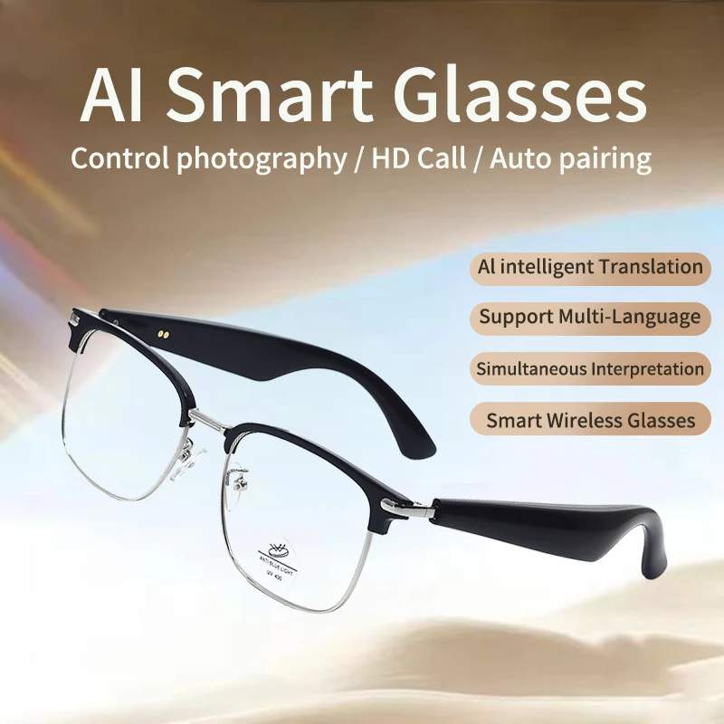 

GY600 Smart Glasses 100+ Online Language AI Automatic Dialogue Translation Bluetooth Glasses With Speaker Sports UV Protection