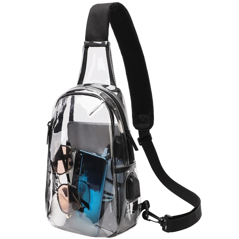 Clear Crossbody Man Chest Bag Brand Small Men Shoulder Bag Women Waterproof Chest Bag USB Charging Fashion Bags