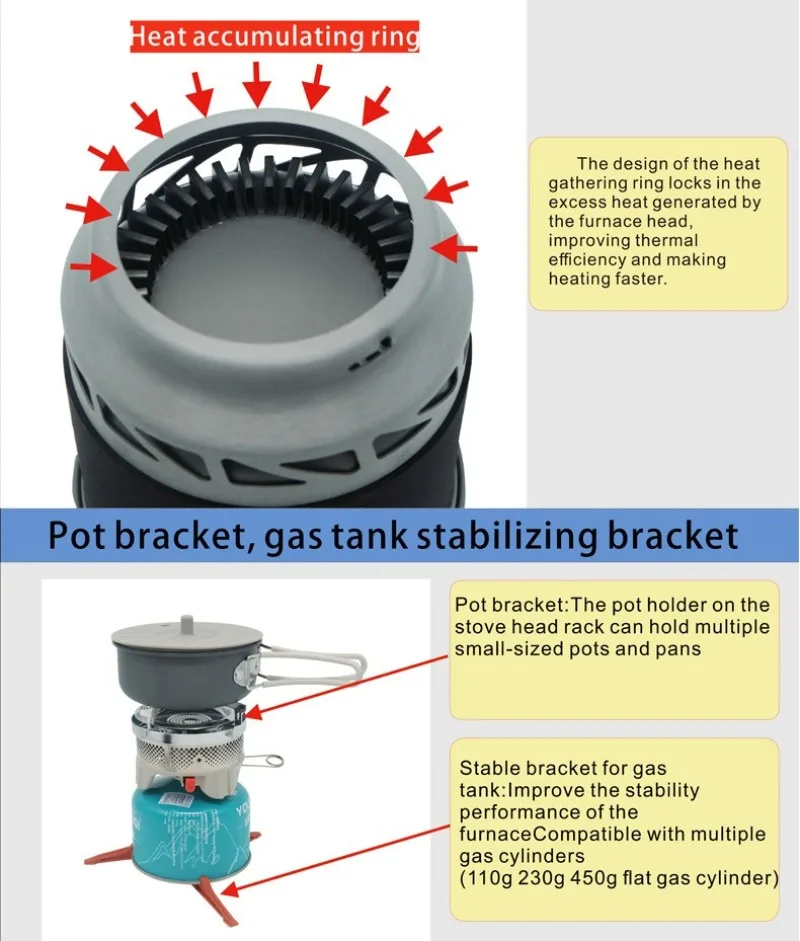 휴대용 핫팟, 야외 가스레인지, 일체형 버너 핫스토브, 야외 일체형 냄비 시스템 스토브 이소부탄 혼합 가스