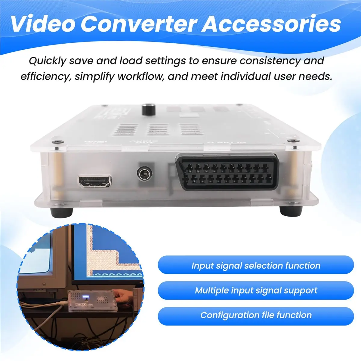 AS62 GBSC PRO Video Converter Scart RGBS YPbPr VGA AV SV to HDMI-Compatible Video Auido Converter for Retro Game Console