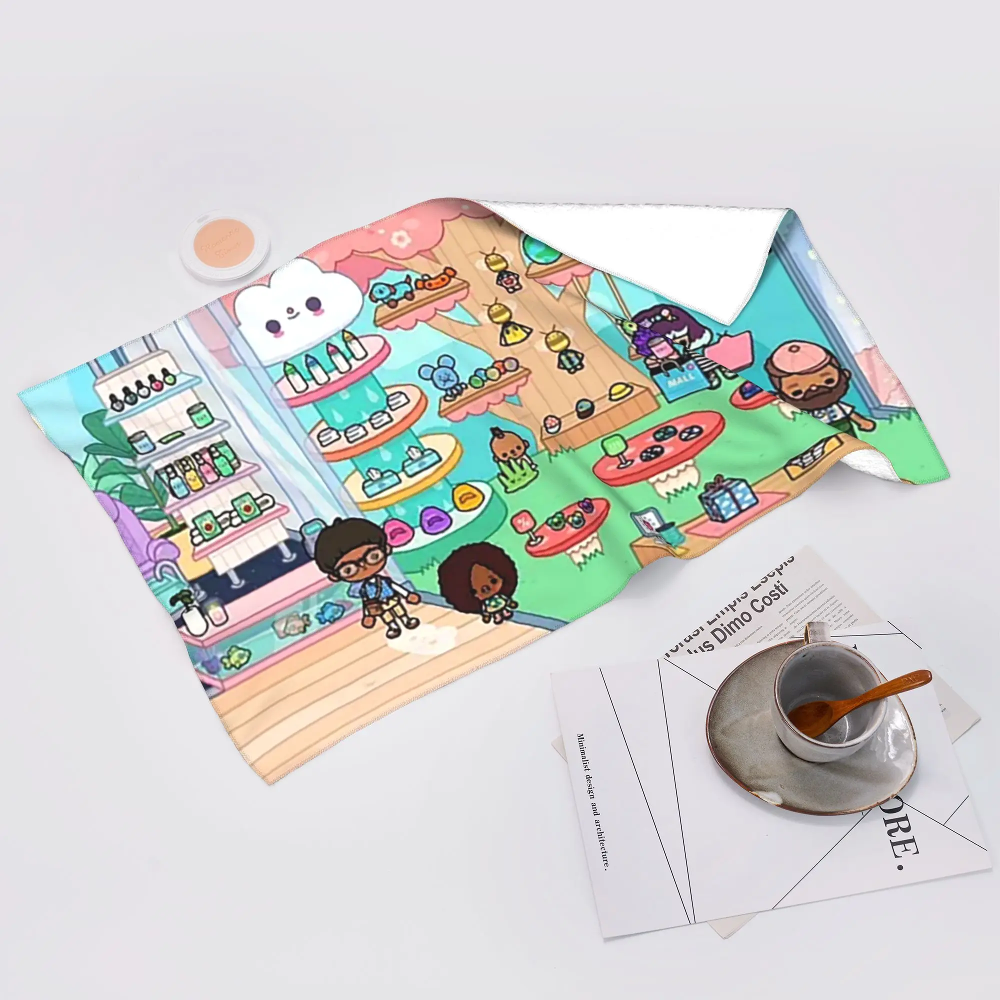 Custom Toca Life Box Toca Boca Cute Game Soft Face Towel Quick Dry Pool Bath Cotton Towels Absorbent Quick