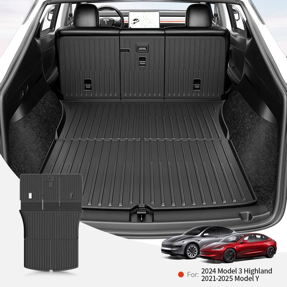 

For Tesla 2025 Model Y Juniper Full Coverage Rear Trunk Mats TPE Rear Seat Backrest Protective Pad Cargo Liner Junior Trunk Mat