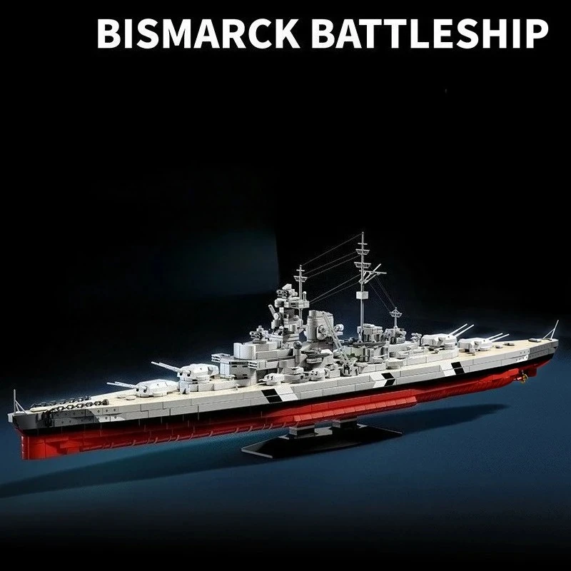 1:300 Bismarck Battleship Model Building Blocks Toy Military Army Warships Series MOC Boat Bricks Toys for Boys Kids Adult
