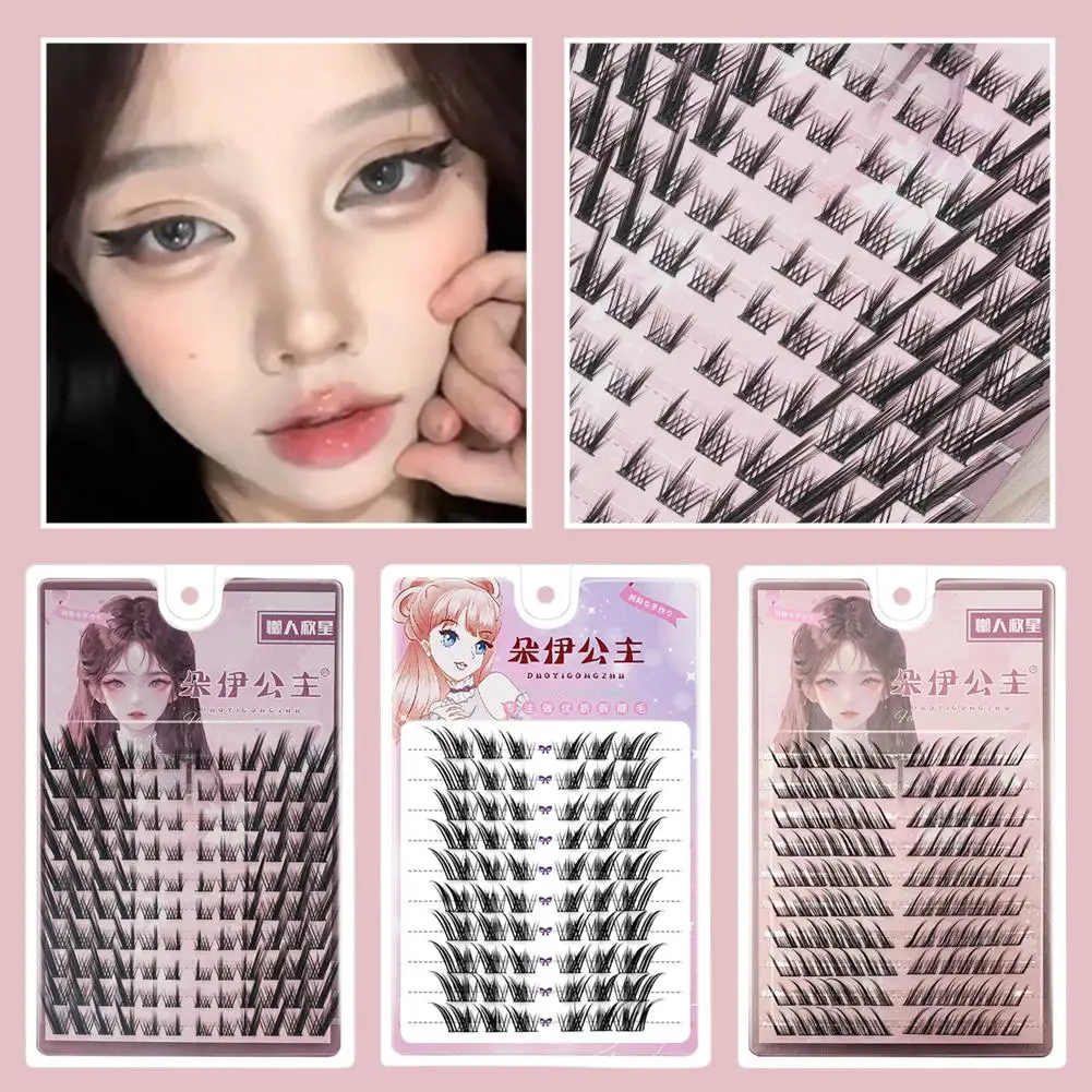 Cílios postiços fofos com efeito de olho de raposa, reutilizáveis, faça você mesmo, segmentados, individuais, extensões de cílios, ampliar os olhos, maquiagem 2025