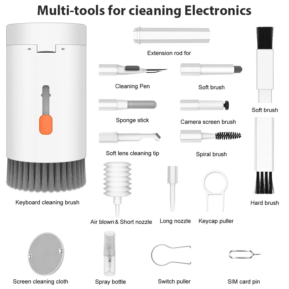 21 in 1 Cleaning Kit For Keyboard Earbuds Laptop iPhone Charging Port and Screen Camera Lens Computer Electronics Cleaning Kit