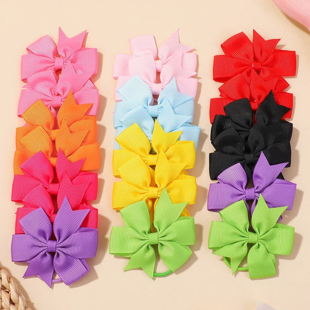 20PCS/Set New Bowknots Elastic Hair Bands for Girls Hair Rope Hair Tie Ponytail Holder Kids Baby Hair Accessories New Year Gift