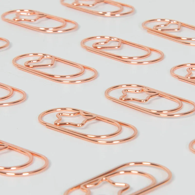 Cute Mini Shape Paperclip Metal Bookmark Colorful Curved Pin Message Folder Book Page Folder Rose Gold Paper Clips