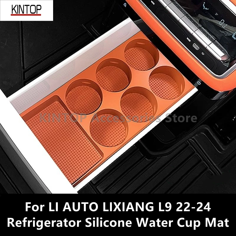 

For LI AUTO LIXIANG L9 22-24 Refrigerator Silicone Water Cup Mat,Interior Storage Modification Accessories Refit