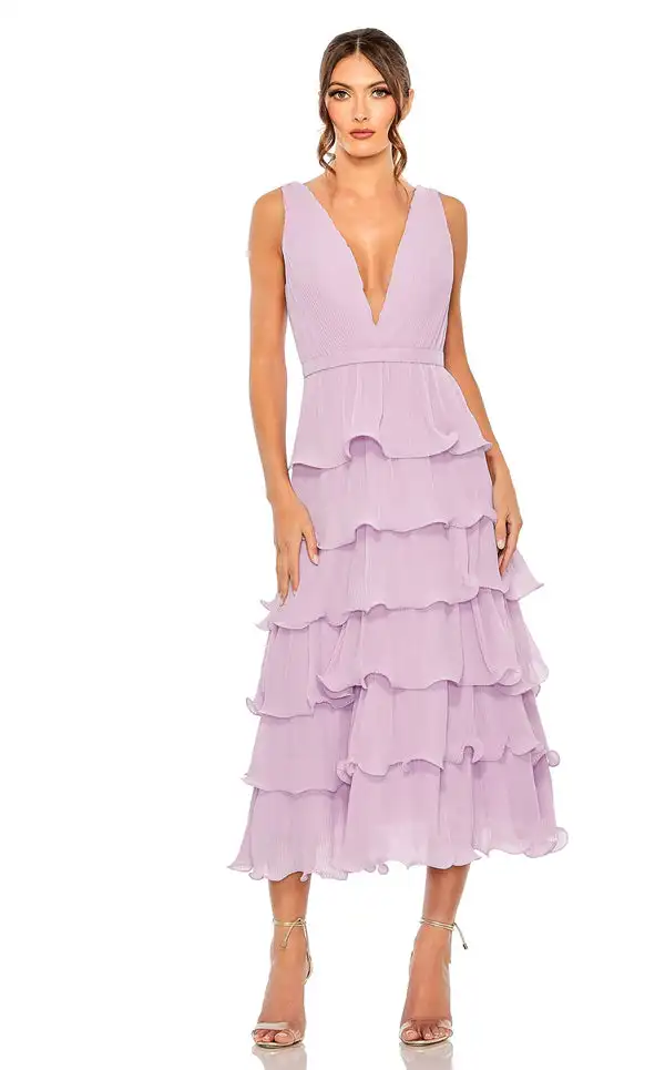 

Customized Casual Chiffon Tiered Ruched Sash A-line V-neck Midi Dresses Bespoke Occasion Dresses Fashion Sizes Available Elegant