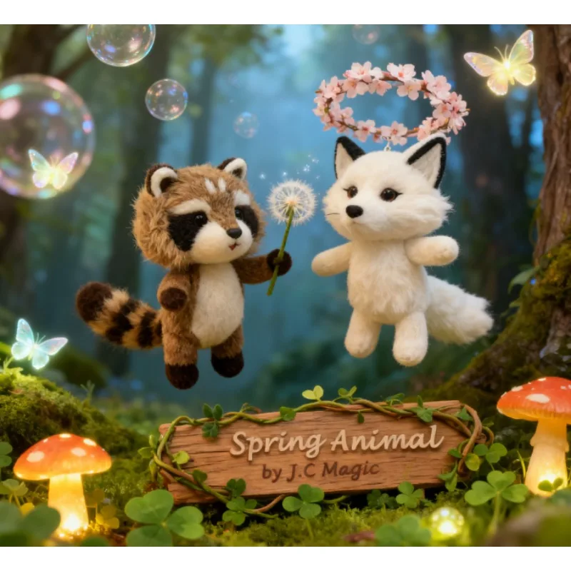 

J.C Rabbit Fur Spring Animal Magic — реквизит премиум-класса с белой лисой и енотом для комедийного шоу на сцене и трюков крупным планом