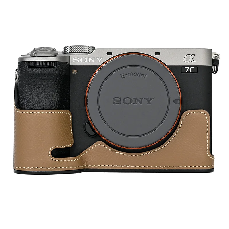 Aluminum Alloy Plate Camera Bag Genuine Leather Case Half Body Base for Sony A7C Mark II A7CII Protective Opening Bottom Cover