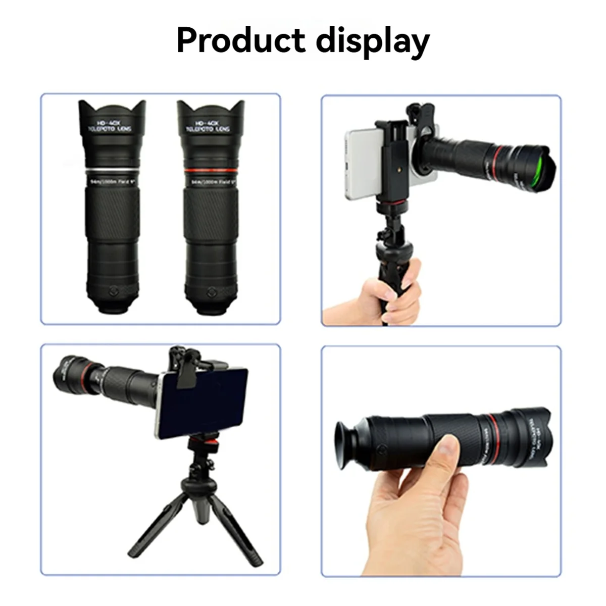 2025-40倍ズーム望遠レンズ、スマートフォン用三脚付き、ハイキング、キャンプ、野生動物観察、月撮影に最適-b