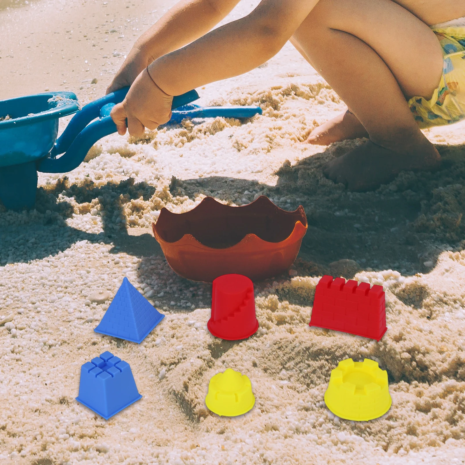 6Pcs Beach Sand toy Mini Sand Castle Molds Building Pyramid Sandcastle Beach Child Toy for Boys Kids Girls Sandbox Play Outdoor