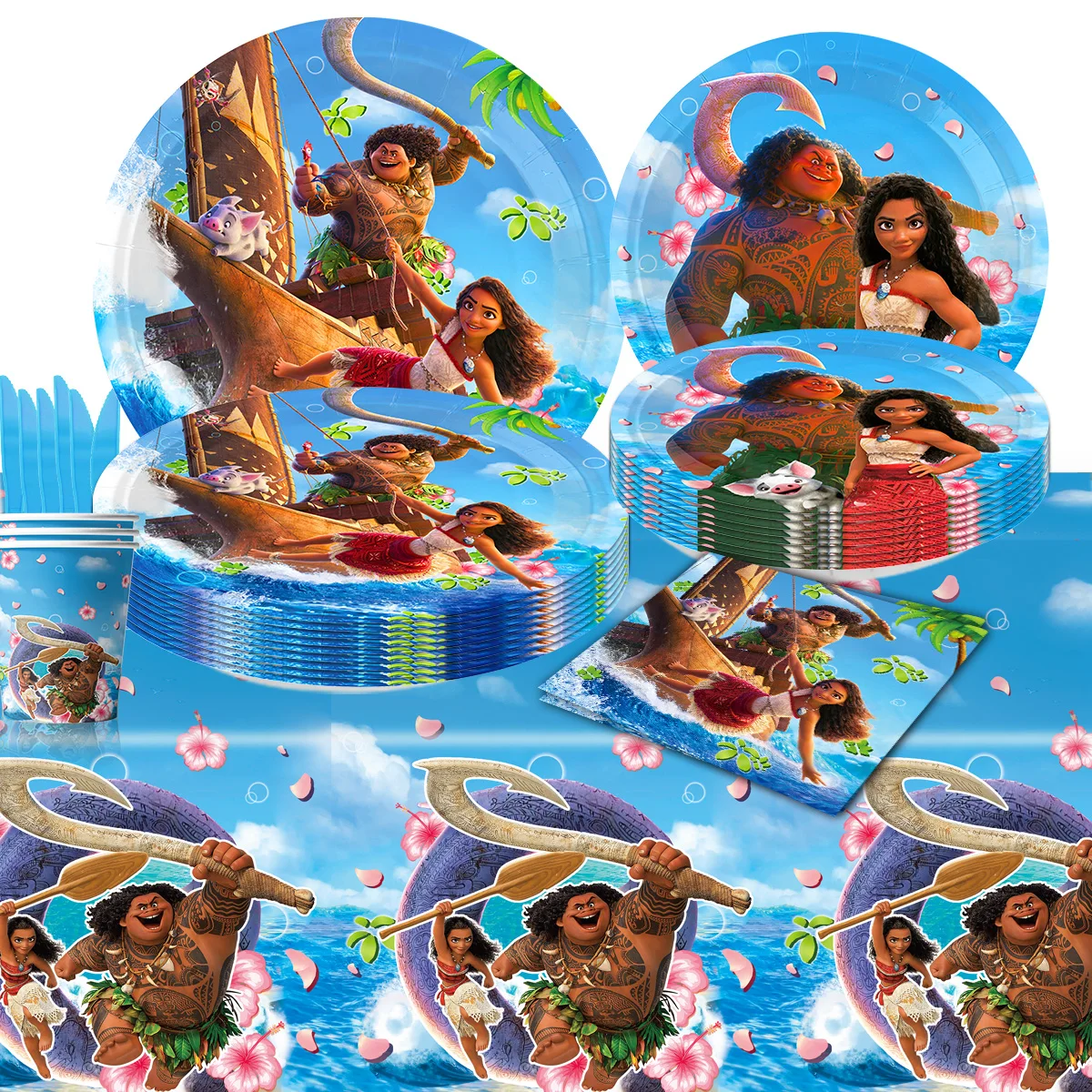 

Moana Theme Birthday Party Decorations Supplies Disposable Tableware Paper Napkins Cups Plates Tablecloths Baby Shower Toys