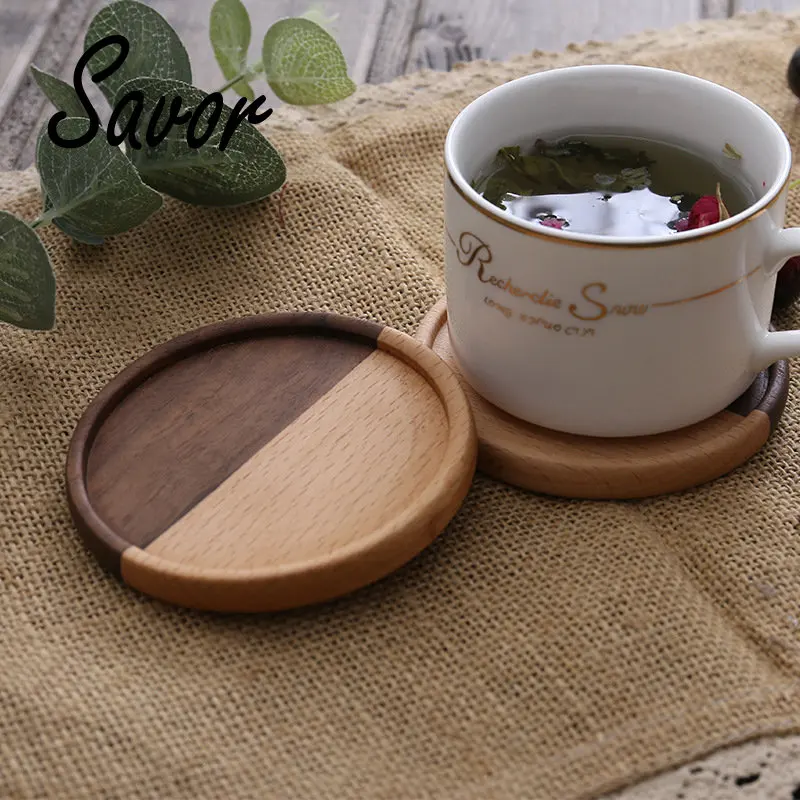 

Wood Coaster Coasters Placemats Round Heat Resistant Drink Mat Table Tea Coffee Cup Pad Non-slip cup mat insulation pad Dropship