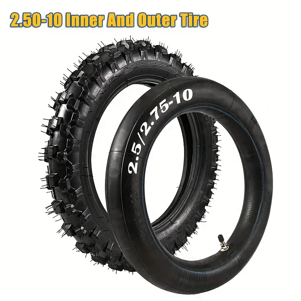 

Комплект внедорожных шин и камер 2,50-10 — сменная шина 2,5-10 дюймов с прямым клапаном для скутера CRF50/XR50, DRZ70/JR50
