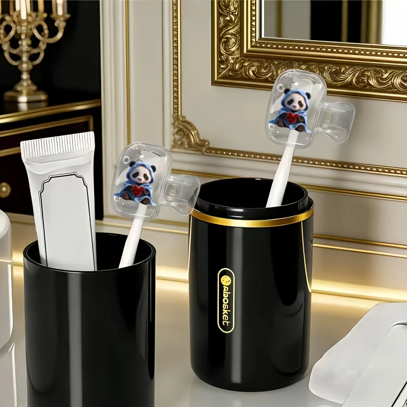 2pcs Portable Panda Dustproof Odorless Toothbrush Case for Travel Ventilation Holes to Keep Clean Dry Gift For Friends Student