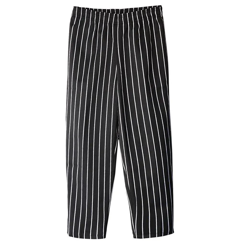 Cotton Blend Chef Pants Unisex Baggy Style Work Trousers Elastic Waist for Food Industry Staff