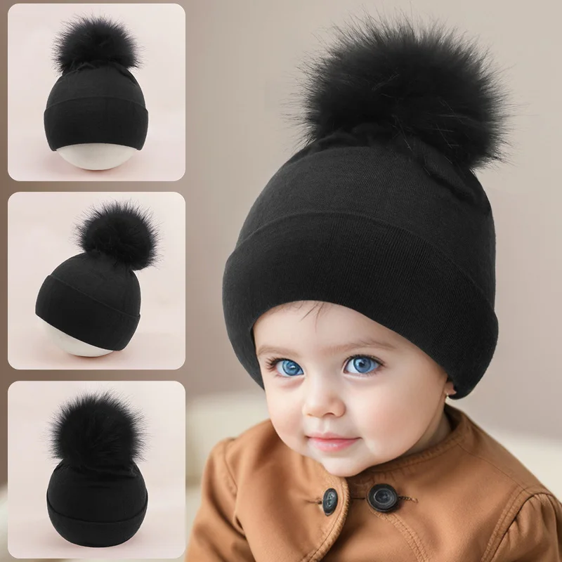 

Baby Winter Warm Hats Toddler Pom Pom Beanie Knit Soft Caps For Boys Girls Cotton Elastic Children Bonnet Hat Beanies Girls Caps