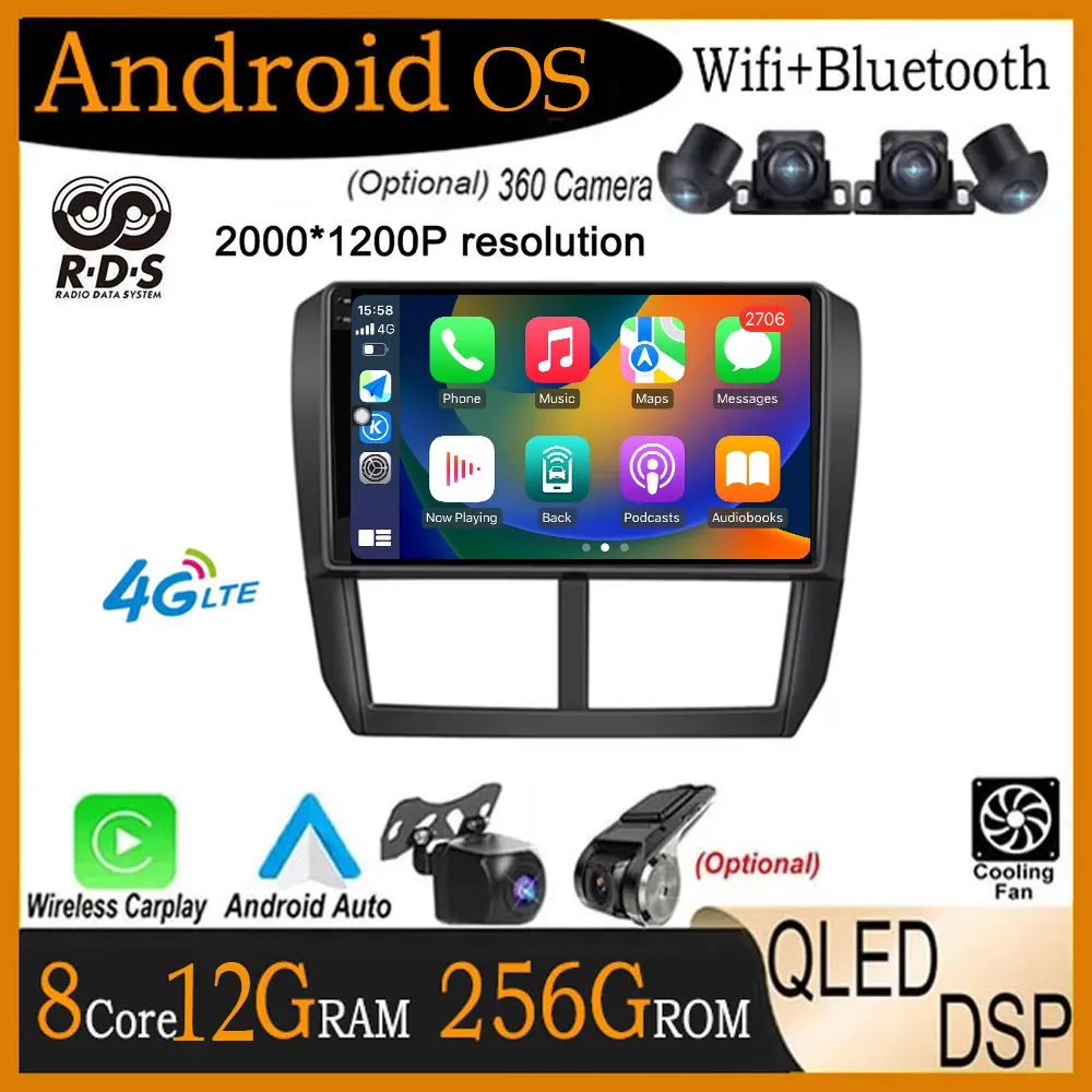 9 lnch Android 14 For Subaru Forester 3 SH 2007-2013 Impreza GH CH 2007-2011Car Radio Multimedia Video Player Navigation GPS