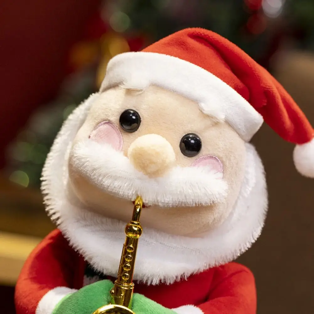 Cute Santa Claus Christmas 35cm Snowman Elk Electric Funny Blowing Saxophone Dancing Singing Stuffed Christmas