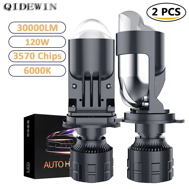 

A82K H4 LED Dual Projector Lens Automobles Bulb Auto Lights for Vehicles 6000K Spotlights High Power Fog Lights Bi led lenses