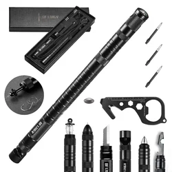 Multifuncional Outdoor Tactical Pen, Survival Gear, Autodefesa, Suprimentos de Resgate, Caminhadas, Camping, Ferramenta com Bússola