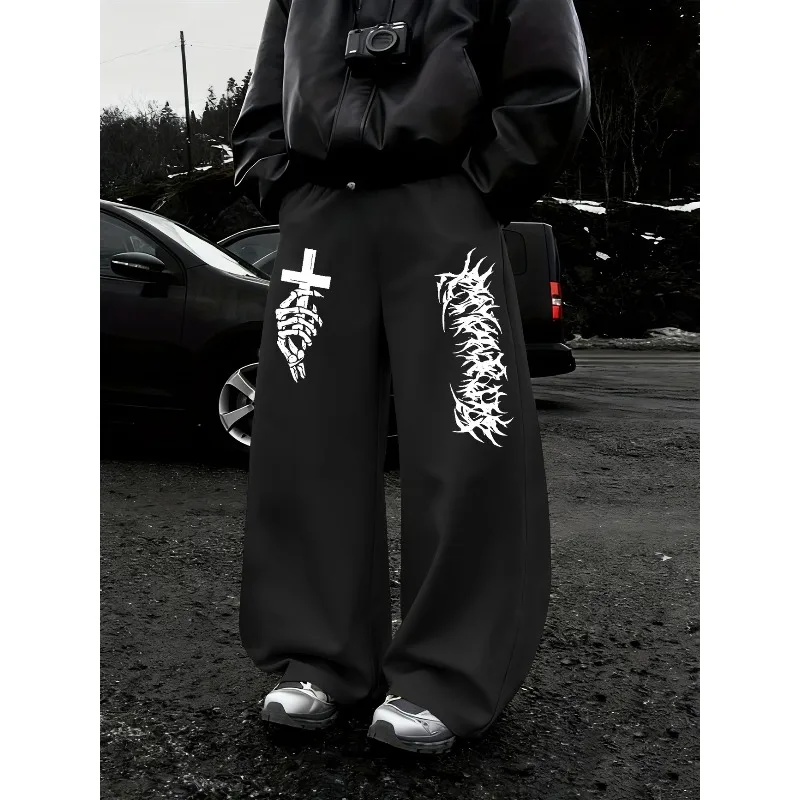 

Men's Multifunctional Solid Color Drawstring Loose Casual Sports Pants, Suitable for Outdoor and Family Leisure