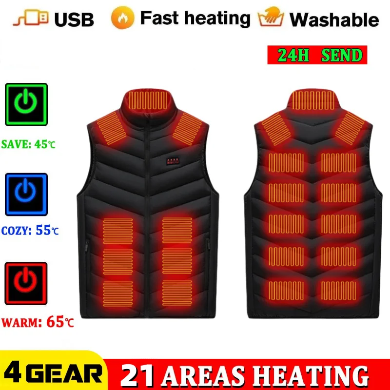 

Electric Vest Outdoors Heated Gilet Men Thin Heated Coat Sleeveless Heating Vest Black Heating Jacket Safe Heated Vest Men