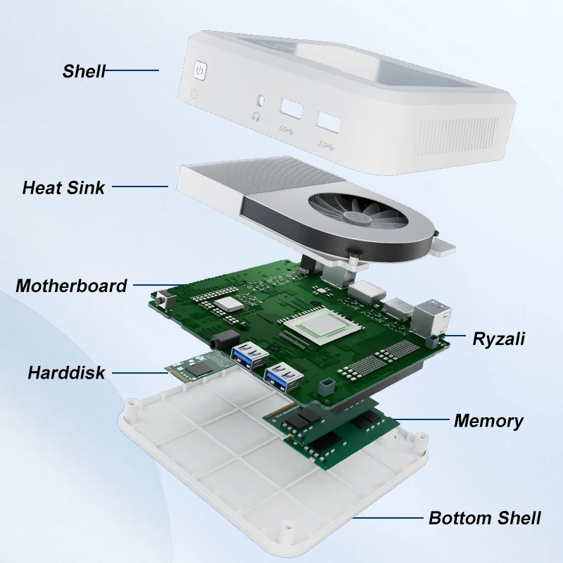 Imagem -03 - Gemachine-mini pc Gamer Desktop Computer Amd Ryzen 2700u 22 Ghz38 Ghz Núcleos Cpu de Threads Win11 Ddr4 M.2 2280 Novo